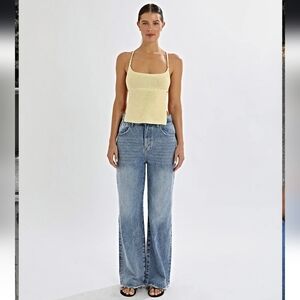 One Mile Lumi Knit Top Pale Yellow- S